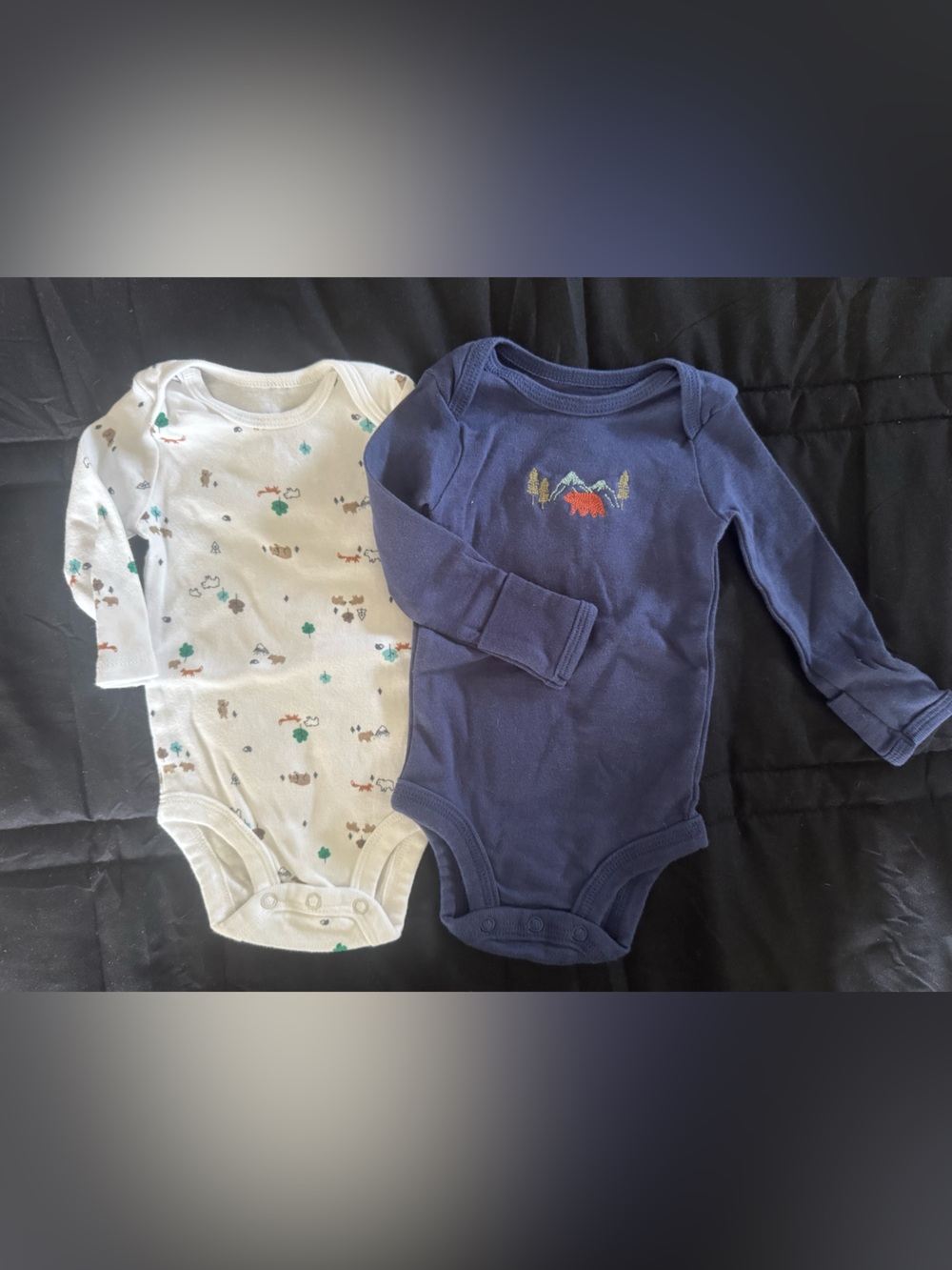 Carter's Navy Blue and Cream Baby One-Piece Bodysuits (2 Pack)